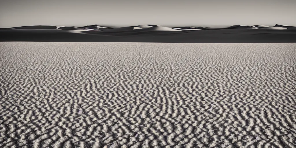 Image similar to Color photograph of orange desert meeting a sky-blue ocean, in the style of Ansel Adams, landscape photography