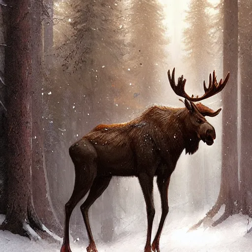 Prompt: anthropomorphic moose by greg rutkowski