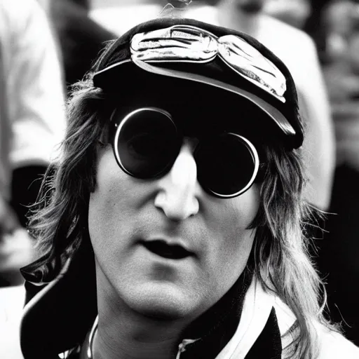 Image similar to John Lennon dressed as a rapper from the 90s, HD, high resolution, intricate detail