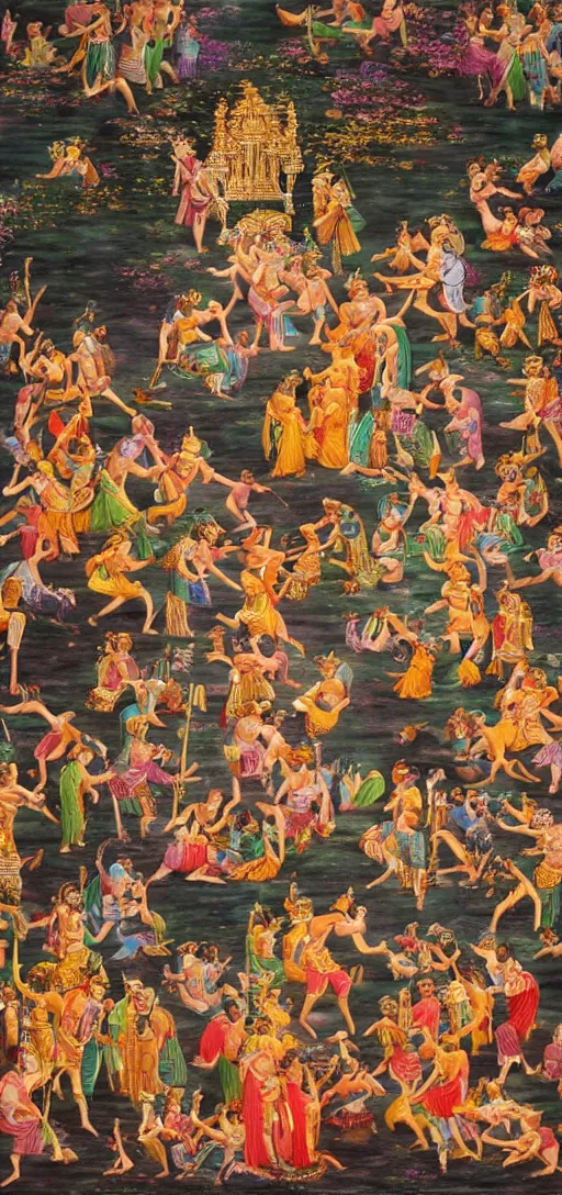 Image similar to scene of ramayana, photorealistic