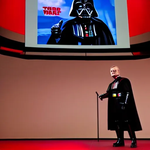 Image similar to darth vader giving ted talk