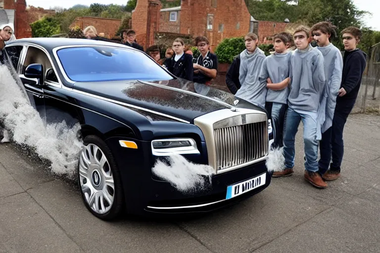 Image similar to stoned teenagers decided to drown Rolls-Royce