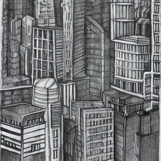 Image similar to illustration of a city in the style of Shaun Tan, award winning illustration, pencil on paper, photorealistic