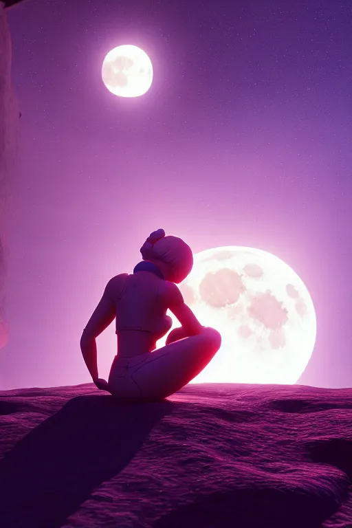 Prompt: I love moon with someone else and i like that , global illumination, cinematic , hyper-reslistic, depth of field, high definition, 8k resolution octane renderer, artstation