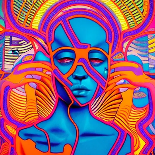 Image similar to modern sculpture pinael gland visionary art color and shapes by tristan eaton and james jean