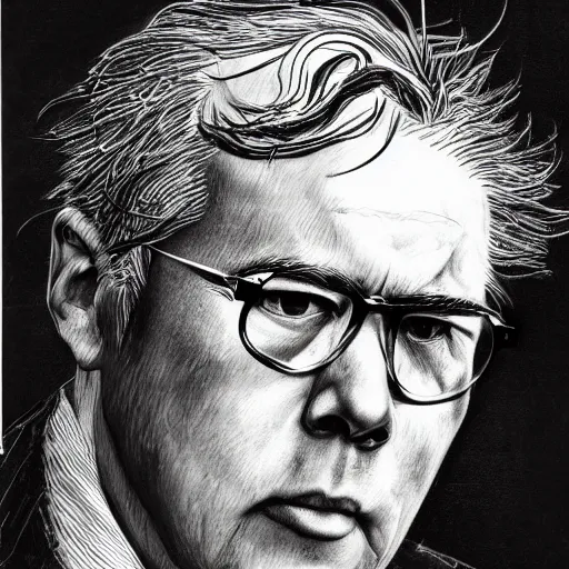 Image similar to Yoshitaka Amano realistic illustration of jeb bush ,hair fluttering in the wind, cracks on his face wearing Elden ring armour with engraving, abstract black and white patterns on the background, noisy film grain effect, highly detailed, Renaissance oil painting, weird portrait angle, blurred lost edges, three quarter view