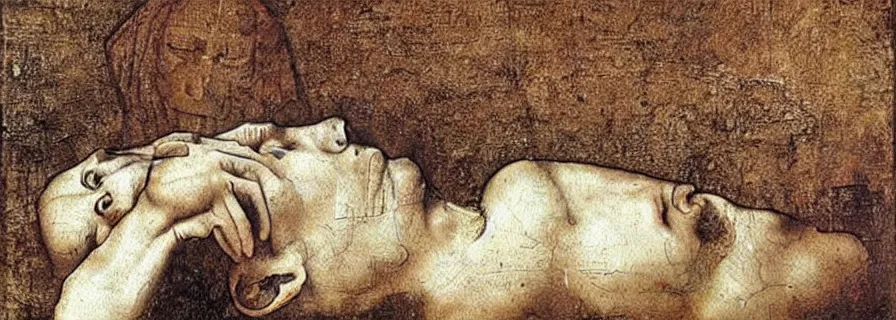 Image similar to dead putin, leonardo da vinci style