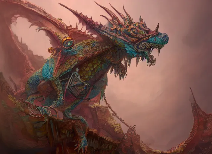 Image similar to detailed concept art illustration colorful pastel painting of a steampunk dragon in full intricate detail, ultra detailed, digital art, octane render, 4K, dystopian, micro details