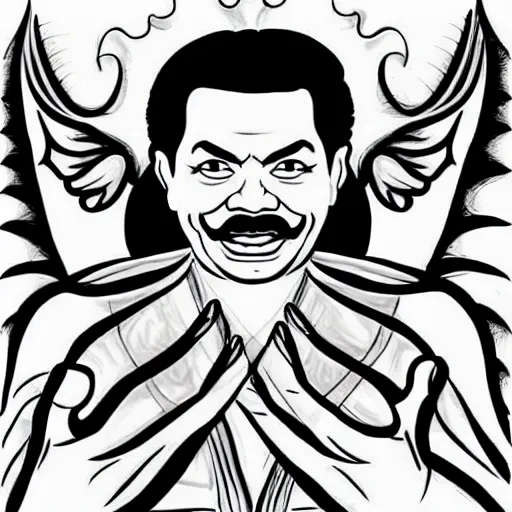 Prompt: mahinda rajapaksa as the devil, hand drawn style