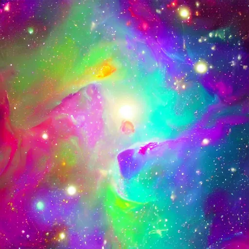 Prompt: technicolor ice cream cones in a nebula, surreal, highly detailed, digital art n 9