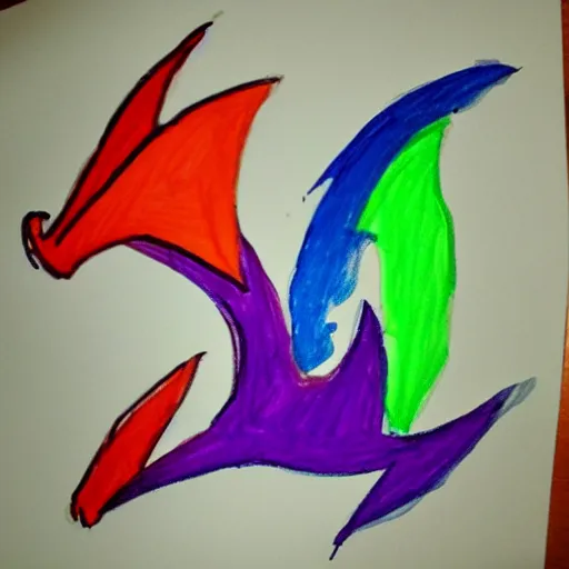 Prompt: Simple strokes of dragon drawn by a 6-year-old child