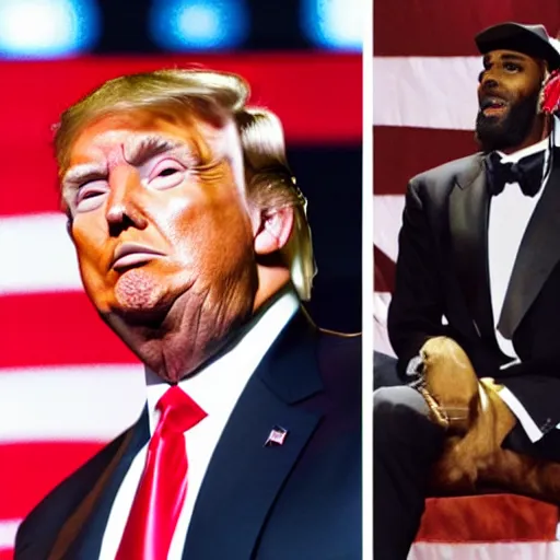 donald trump licking r kelly, american flag behind, Stable Diffusion