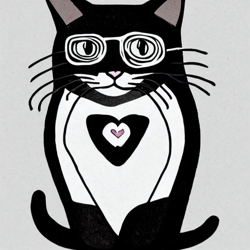 Image similar to a black and white cat in the style of pendleton ward