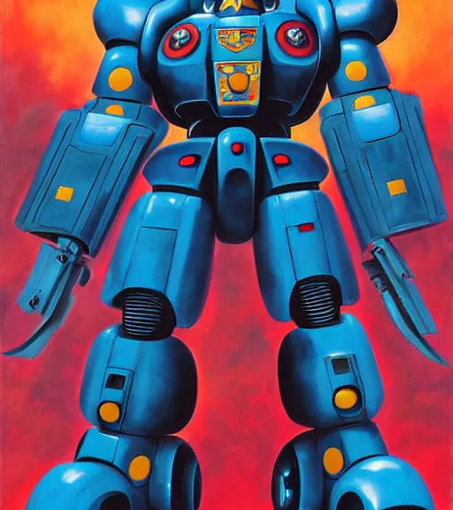 Image similar to scifi painting of gouf mobile suit by dariusz zawadzki, kenneth blom, mental alchemy, james jean, pablo amaringo, naudline pierre, contemporary art, totalitarian