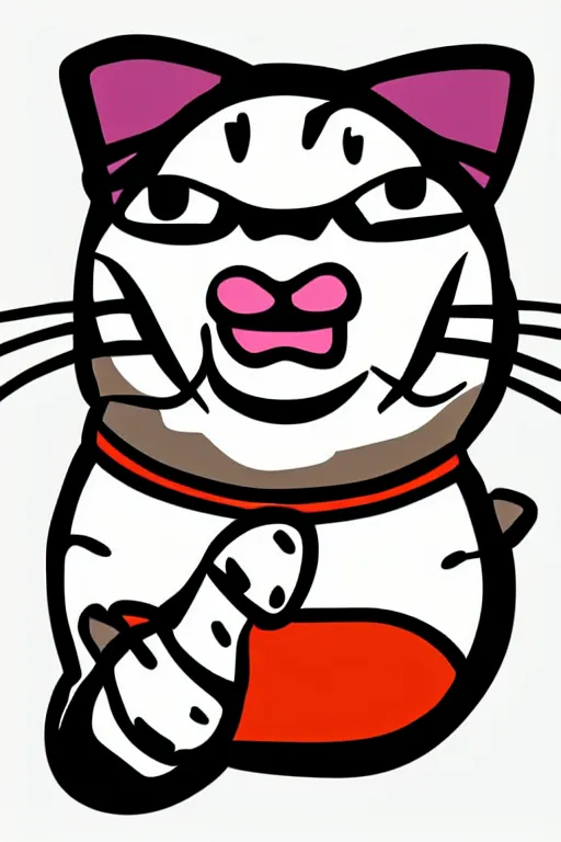 Image similar to Portrait of a cat as a sumo wrestler, sticker, colorful, illustration, highly detailed, simple, smooth and clean vector curves, no jagged lines, vector art, smooth