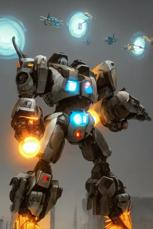 Image similar to mechwarrior 5 : mercenaries mech megaman transformer robot boss tank engine game octane render, 4 k, hd 2 0 2 2 3 d cgi rtx hdr style chrome reflexion glow fanart, global illumination ray tracing hdr fanart arstation by ian pesty by jesper ejsing pixar and disney unreal zbrush central hardmesh