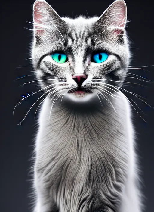 Prompt: 8 k uhd a silver fractal cat