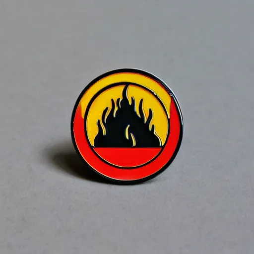 Image similar to retro minimalistic clean fire warning enamel pin