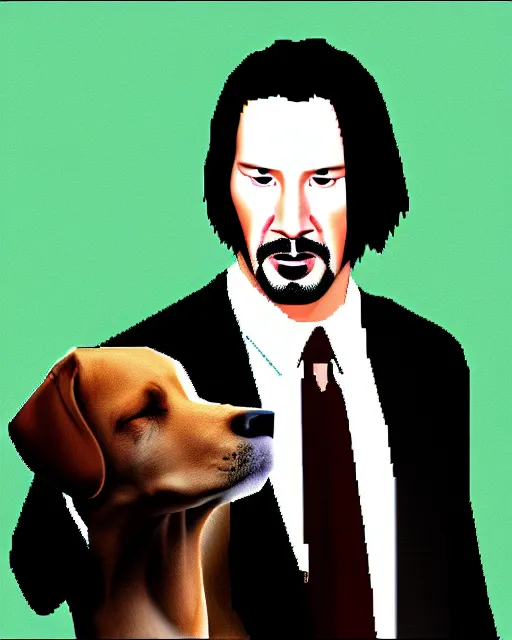 Image similar to keanu reeves dog hybrid rendered in n 6 4. nintendo 6 4 graphics keanu reeves mixed with a dog