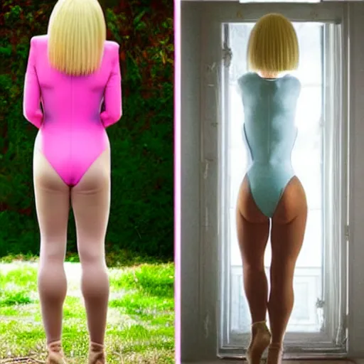 Prompt: sia furler leotard photoshoot artistic from behind