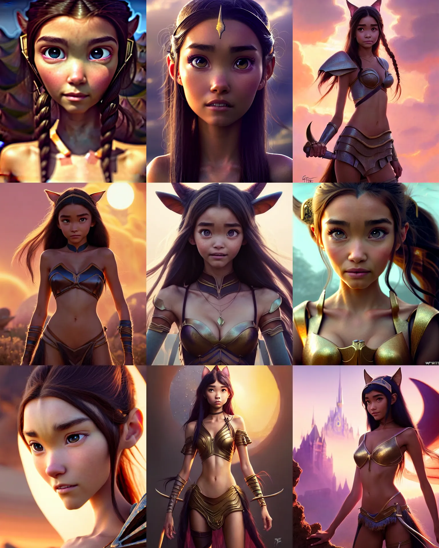 Prompt: weta disney pixar movie still portrait photo of madison beer, yoona : : as warrior catgirl by pixar : : by weta, greg rutkowski, wlop, ilya kuvshinov, rossdraws, artgerm, marvel, maxim magazine cover, character sheet, rave otufit, unreal engine, sweaty, glitter, pearlescent, bright morning, anime