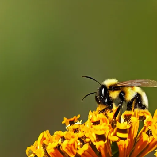 Image similar to bumblebee on flower macro shot, real photo, photography, bokeh, ultra detailed