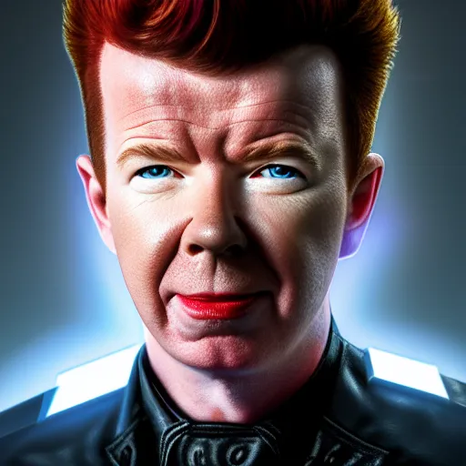 Image similar to a portrait of a Rick Astley as a captain America ,HDR, natural light, shoulder level shot, dynamic pose, award winning photograph, Mucha style, 8k,