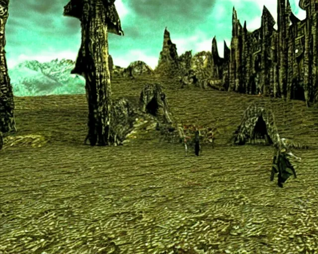 Prompt: screenshot from the ps 1 lord of the rings video game from 1 9 9 6