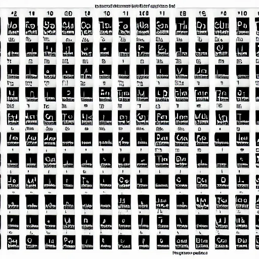 Image similar to what the periodic table would look like in a lucid dream