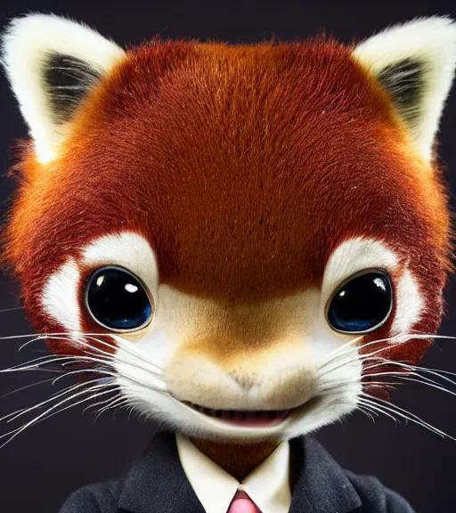 Prompt: very beautiful portrait of an extremely cute and adorable red panda wearing suit, smooth, perfect face, fantasy, character design by mark ryden and pixar and hayao miyazaki, sharp focus, concept art, harvest fall vibrancy, intricate detail, cinematic lighting, hyperrealistic, 3 5 mm, diorama macro photography, 8 k, 4 k