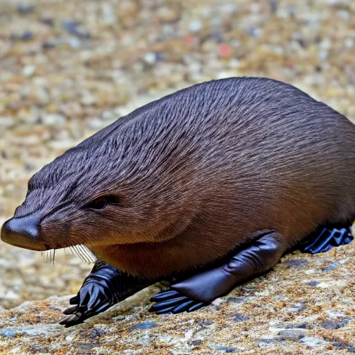Prompt: photo of body of catwith head of platypus