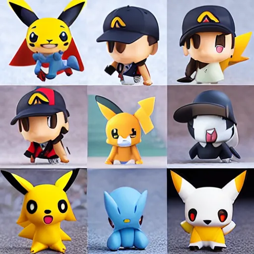 Image similar to high quality portrait flat matte painting of pokemon in the style of nendoroid and Toon toys , flat anime style, thick painting, medium close-up