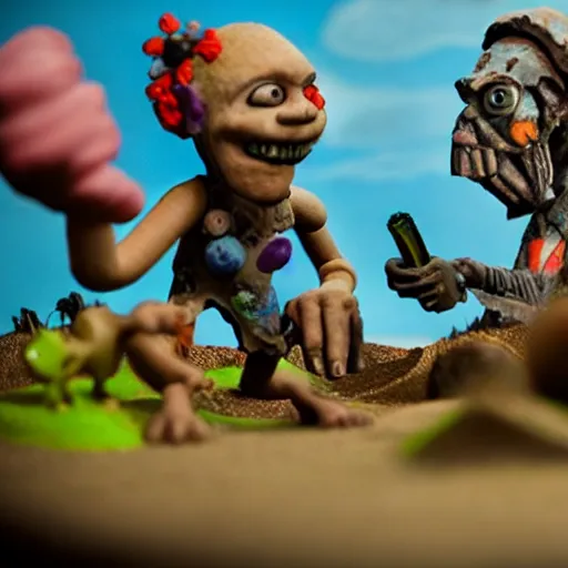 Prompt: the war between worlds extremely detailed claymation art