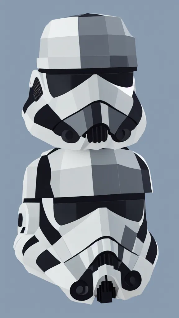 Image similar to a stormtrooper as a low - poly, blocky, basic shapes, low detail, hard edges, 3 d render - isometric. minimalistic. color harmony, 8 k detail, gallery quality, hd wallpaper, premium prints available, hyper - detailed, intricate design.