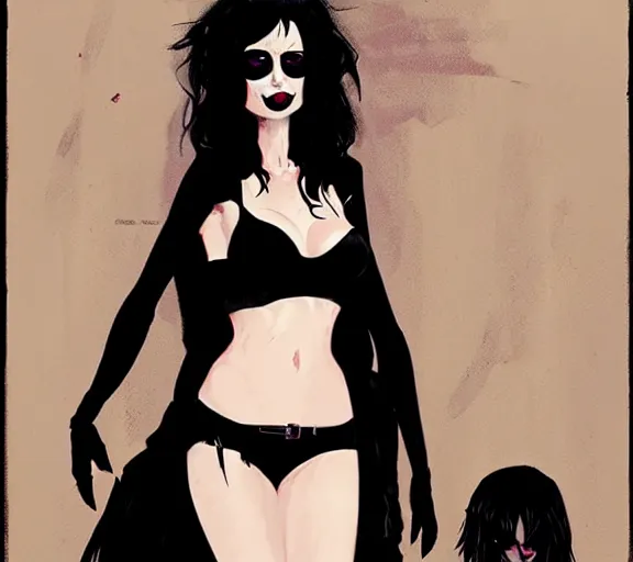 Prompt: krysten ritter as a death from sandman, goth, black lace, by atey ghailan, by greg rutkowski, by greg tocchini, by james gilleard, by joe fenton, 9 0 s aesthetic