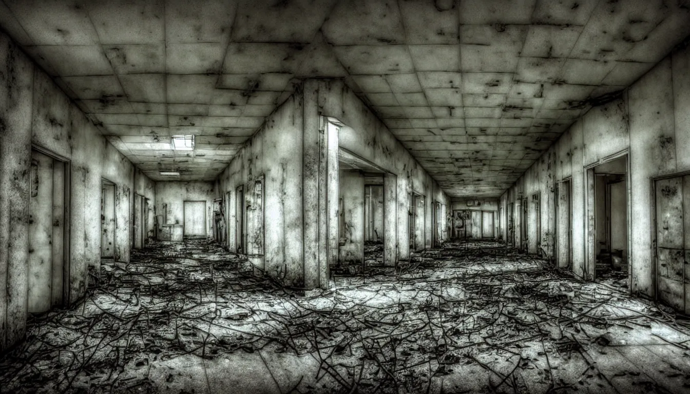 Prompt: hospital in pripyat, dark, atmospheric, scary, claustrophobic, ambient vibe