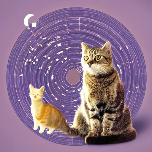 Image similar to strange attractor, but with cats in cyberspace, fantasy