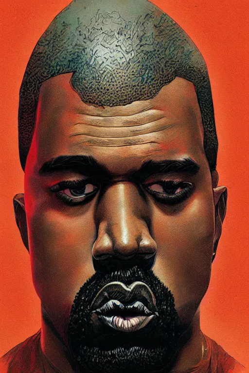 Prompt: Portrait of Kanye West, marvel comics, dark, intricate, highly detailed, smooth, artstation, digital illustration by Ruan Jia and Mandy Jurgens and Artgerm and Wayne Barlowe and Greg Rutkowski and Zdislav Beksinski