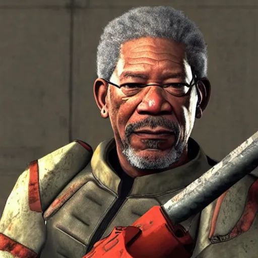 Image similar to Morgan Freeman as Gordon Freeman in Half-Life 2