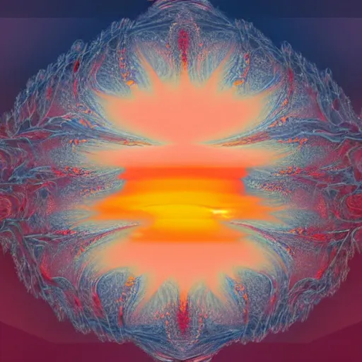 Image similar to sunset fractal clouds in shape of a gigantic virgin mary face