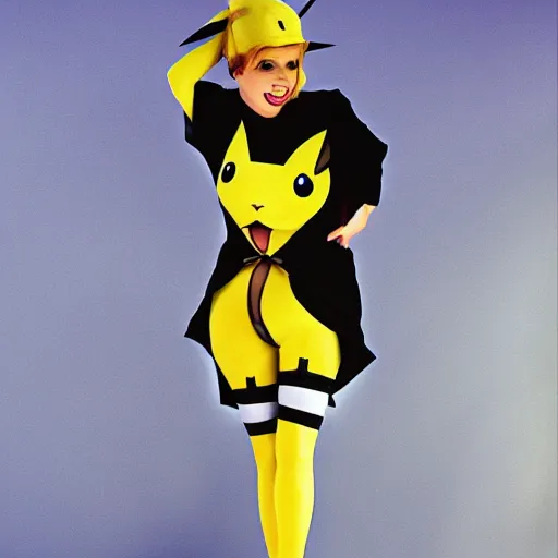 Prompt: elegant woman dressed up as pikachu, wearing stockings, digital art, rutkowsky, David Hamilton,