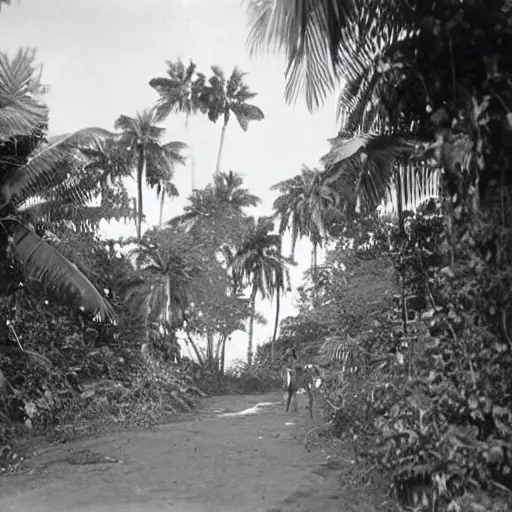 Image similar to a rizom lost film footage of a ( ( ( ( ( ( ( ( 3 d shape ) ) ) ) ) ) ) ) in the middle of the tropical jungle / tropicalism / tropicalism / tropicalism / film still / cinematic / enhanced / 1 9 2 0 s / black and white / grain