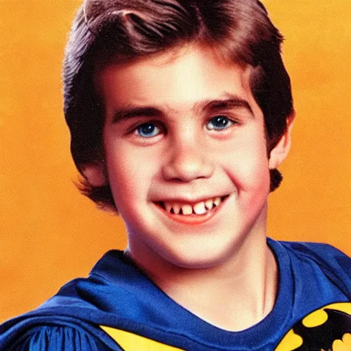 Image similar to a 1 9 8 0 s yearbook portrait of batman