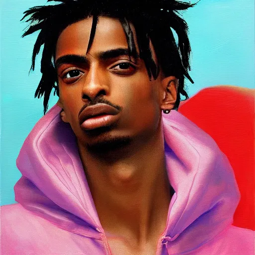 Image similar to A Renaissance portrait painting of Playboi Carti, oil on canvas