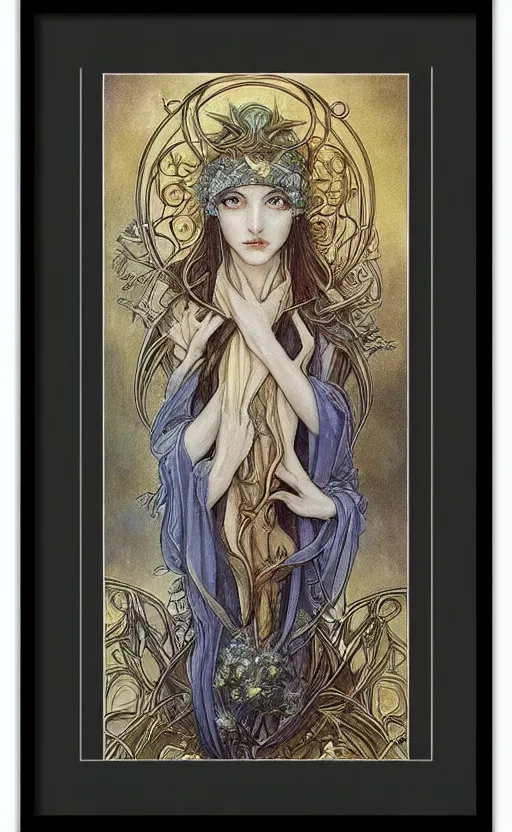 Image similar to art nouveau framed print by brian froud, goddess of winter