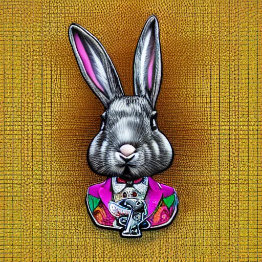 Image similar to blinged out rabbit, rap album cover, detailed, 4 k