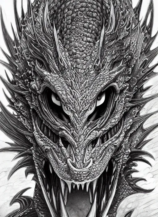 Prompt: highly detailed picture of great dragon, sketch, manga, edge of the universe, perfectly face, highly detailed, masterpiece, trending on artstation, golden ratio, cinematic romantic magical, perfect intricate highly detailed painting by akira toriyama, masashi kishimoto, and hiroyuki asada, digital art