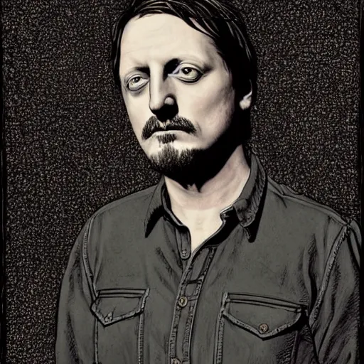 Image similar to sturgill simpson, portrait, by alex gray, by dan hillierd