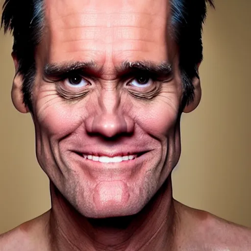 Image similar to a portrait of jim carrey wearing mechanical implants on the face