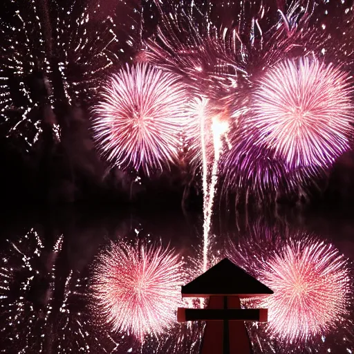 Image similar to fireworks shooting out from a well, in the starry sky 4k detailed